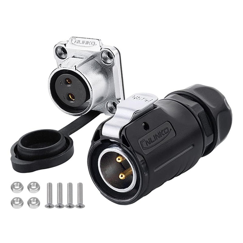 CNLINKO LP20 Series Waterproof Connector, IP68 Fast Locking Connect, 20A 500V 2pin m20 Male and Female LED Outdoor Power Connector (2 pin) - Image 1